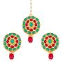 Aheli Stylish Bollywood Diva Deepika Padukone Reception Designed Choker Necklace with Maang Tikka Set Indian Traditional Wedding Fashion Jewelry for Women Girls