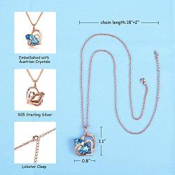 JWARTIZIAON Heart Necklace Jewelry for Women - Plated Pendant Necklace Jewelry with Blue Crystal, Anniversary Birthday Jewelry Gifts Rose Gold