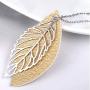 Leaf Long Pendant Necklace Handmade Trendy Filigree Bohemian Jewelry for Women