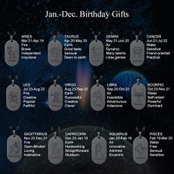 PROSTEEL Stainless Steel Zodiac Star Sign Constellation Horoscope Pendant Necklace Gift Idea Men Women
