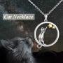 MONGAS Cat Necklaces 925 Sterling Silver Cat Jewelry Gift for Woman