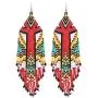 Luluping Long Beaded Dangle Earrings – Boho Native Handmade Seed Bead Tassel Earrings for Women and Girls, Bohemian Large Statement Beaded Drop Fringe Earrings