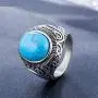 MZC Jewelry Vintage Oval Statement Synthetic Turquoise Ring Stainless Steel Ring Size 8 to 12 for Men Women Birthday Party MZC Jewelry Vintage Oval Statement Synthetic Turquoise Ring Stainless Steel Ring Size 8 to 12 for Men Women Birthday Party