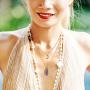 Yaomiao 8 Pieces Layered Crystal Moon Necklace Crescent Moon Choker with Healing Stone Pendant Pointed Hexagonal Healing Crystal Gemstone Necklaces for Women Girls