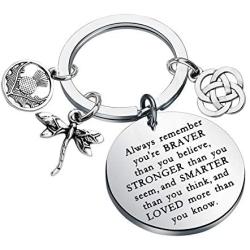 KUIYAI Outlander Gift Sasenach Inspired Jewelry Always Remember You’re Braver Than You Believe Keychain Outlander Scottish Thistle Dragonfly Charm Keychain Inspiration Gift