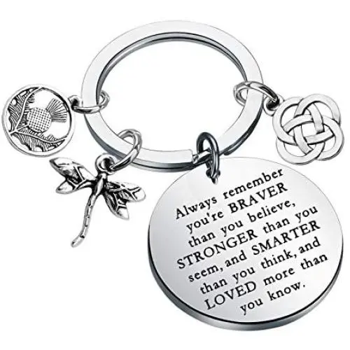 KUIYAI Outlander Gift Sasenach Inspired Jewelry Always Remember You’re Braver Than You Believe Keychain Outlander Scottish Thistle Dragonfly Charm Keychain Inspiration Gift KUIYAI Outlander Gift Sasenach Inspired Jewelry Always Remember You’re Braver Than You Believe Keychain Outlander Scottish Thistle Dragonfly Charm Keychain Inspiration Gift