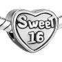 Third Time Charm Heart Sweet 16 Charm Beads for European Charms Bracelets