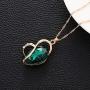 2Pcs/Set Heart Color Drop Dangle Necklace & Earring for Women, 14K Gold Plated Dainty Crystals Heart-Shape Pendant Necklace & Earring Jewelry Gifts for Women Girls