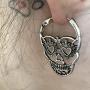Hollow Skull Face Earrings Pink Hoop Stud Earrings for Women Man Punk Biker Skull Earrings for Men Halloween Jewelry Set -2 Piars…