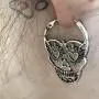 Hollow Skull Face Earrings Pink Hoop Stud Earrings for Women Man Punk Biker Skull Earrings for Men Halloween Jewelry Set -2 Piars…