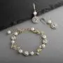 Mariell 14K Gold Vine & Ivory Pearl CZ Bridal Bracelet & Earrings Set - Wedding Jewelry for Bridesmaids Mariell 14K Gold Vine & Ivory Pearl CZ Bridal Bracelet & Earrings Set - Wedding Jewelry for Bridesmaids