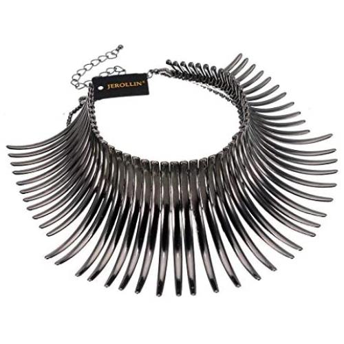 Statement Collar Choker Chuncky Bib Necklace(Set), African Sparkling Canine Shape Fringe Necklace(Set) for Women Fashion Jewelry(Set) for Girls