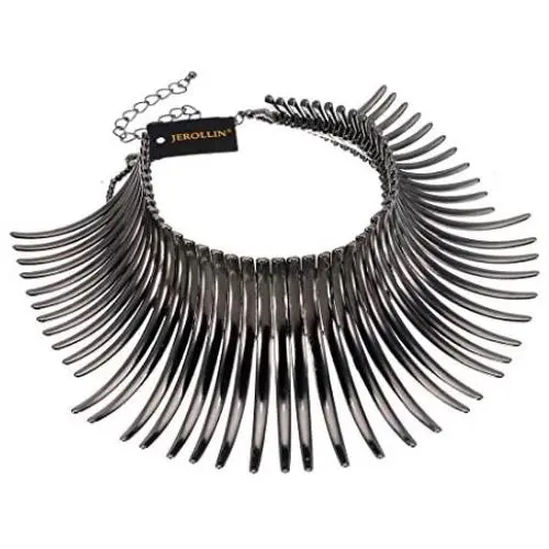 Statement Collar Choker Chuncky Bib Necklace(Set), African Sparkling Canine Shape Fringe Necklace(Set) for Women Fashion Jewelry(Set) for Girls