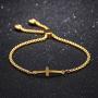 Cocazyw 14K Gold Plated Rose Gold Silver Cross Adjustable Sideways Bracelet for Women Girls,Gold Cross Bracelet Stainless Steel for Men