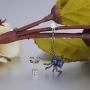 Santuzza Sterling Silver Sapphire Color Spider Drop Earrings Round Blue Spinel CZ Stones