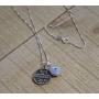 Coin Charm Amulet in Sterling Silver on 19 Inch Box Chain Necklace - Evil Eye Jewelry for Men and Women