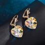 Swarovski Crystal Heart Drop Leverback Earrings for Women Fashion Dangle Earring 14K Rose Gold Plated Hypoallergenic Jewelry