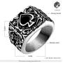 JAJAFOOK Mens Stainless Steel Ring, Poker Spade Ace, Vintage Biker Rings, Black Silver Size 6 7 8 9