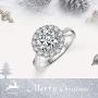 JIANGYUE Classic 3 Carats AAA Diamond Cubic Zirconia Engagement Wedding Rings for Women 14K White Gold Big Main Stone Cocktail Halo Rings Size 5 6 7 8 9 10