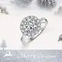 JIANGYUE Classic 3 Carats AAA Diamond Cubic Zirconia Engagement Wedding Rings for Women 14K White Gold Big Main Stone Cocktail Halo Rings Size 5 6 7 8 9 10