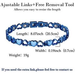 Jecanori Magnetic Bracelets for Women Titanium Steel Therapy Bracelet Pain Relief for Arthritis 3500 Gauss Magnets Titanium Steel Bracelets for Carpal Tunnel Syndrome,Love Heart Design