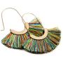Bohemian Lightweight Silky Thread Tassel Statement Drop Earrings - Chandelier Duster, Sparkly Druzy Jewel Stone Tiered Layered Fringe Dangles