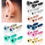 10 Pairs Stainless Steel Edgy Cross Screw Stud Earrings Set Rock Punk Hip-hop Spike Rivet Nail Piercing Jewelry Ear Stud for Men Women Hypoallergenic