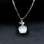 Simulated Cats Eye Apple Pendant Necklace Thanksgiving Day Gifts for Women Girls ZY042