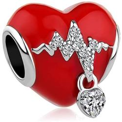 ShinyJewelry Heartbeat Electrocardiogram Charm ECG Charm Bead for Bracelet