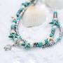 FINETOO Starfish Multilayer Charm Anklet Beads Sea Handmade Boho Anklet Foot Jewelry for Women
