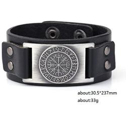 Dawapara Vintage Nordic Viking Rune Vegvisir Compass Charm Cuff Bracelet for Men/Women Gift Jewelry