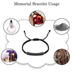 Minicremation Cremation Bracelet for Ashes Adjustable Crystal Bar Urn Bracelet for Human Braided Rope Memorial Ash Jewelry Urn Bangle