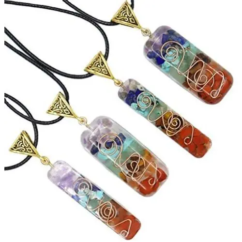 7 Chakra Natural Stone Beads Rope Chain Pendant Necklace Handmade Healing Spiritual Round Square Geometric Necklace for Women Men Girls Boy Yoga Energy Generator Protection Jewelry Gift