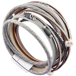 GelConnie Women’s Leather Wrap Bracelet Multiple Layer Cuff Bracelets Bohemian Jewelry for Sister, Wife