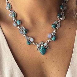 Relbcy Boho Turquoise Necklaces Summer Beach Necklace Chain Fashion Jewelry Accessories for Women and Girls