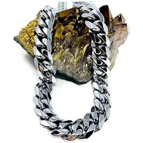 9MM Gold Cuban Chain for Men, Women with up to 22X More Real 14k White Gold Plating Than Other Fashion Jewelry Hip hop - Free Lifetime Replacement Guarantee 9MM Gold Cuban Chain for Men, Women with up to 22X More Real 14k White Gold Plating Than Other Fashion Jewelry Hip hop - Free Lifetime Replacement Guarantee