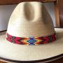 Mayan Arts Hat Band, Beaded Hatband Southwestern Cowboy or Cowgirl Hats, Leather Ties, Handmade in Guatemala 7/8 Inches x 21 Inches