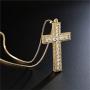 cmoonry 14K Gold Plated Cross Necklace for Men AAA+ CZ Cross Pendant Necklace 19.7+2“ Box Chain Hip Hop Male Jewelry
