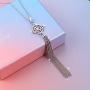 S925 Sterling Silver Long Chain Necklace for Women Statement Pendant Fringe Sweater Necklaces