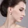Gem Stone King 925 Sterling Silver Red Garnet and White Diamond Earrings, Cushion Cut Gemstone Birthstone 3.71 Cttw