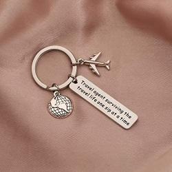 AKTAP Travel Agent Gift Travel Agent Keychain Travel Agent Surviving The Travel Life One Sip at Time Appreciation Jewelry Thank You Gift for Travel Agent