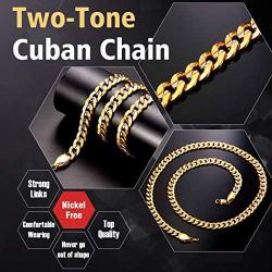 ChainsPro Men Cuban Link Chain, Dainty Necklace, 6/8MM Width, 18/20/22/24/26/28/30 Inches,Gold/Black Color (with Gift Box)