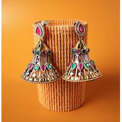 Aheli Indian Bohemian Oxidized Finish Dangle Earrings Indian Ethnic Wedding Fashion Jewelry for Women Girls