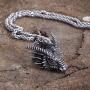 HAQUIL Dragon Necklace, Stainless Steel Dragon Head Pendant with Wheat Chain, Medieval Fire Dragon Jewelry Gift for Men and Women