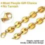 ChainsHouse Stainles Steel Coffee Beans Link Necklace for Men Women 18K Real Gold Plated Chain, 18''-30'',Send Gift Box ChainsHouse Stainles Steel Coffee Beans Link Necklace for Men Women 18K Real Gold Plated Chain, 18''-30'',Send Gift Box