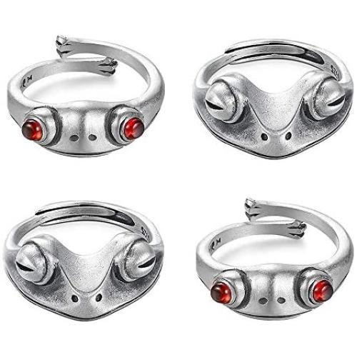 ZMBKHYBG 4 Pcs Frog Open Rings Adjustable Vintage Cute Animal Frog Finger Wrap Rings Party Jewelry