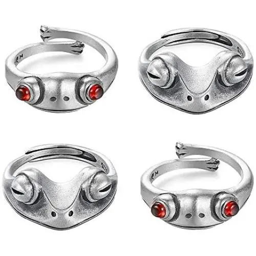 ZMBKHYBG 4 Pcs Frog Open Rings Adjustable Vintage Cute Animal Frog Finger Wrap Rings Party Jewelry