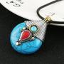 HZMAN Vintage Handmade Tibetan Turquoise Pendant Necklace from Nepal,Yoga Jewelry