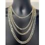 Harlembling Mens Flat Cuban Chain - Two Tone Diamond Cut - 14k Gold Over Solid 925 Sterling Silver - Made in Italy - 5mm 6mm 8mm 10mm