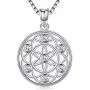 Sterling Sliver Necklace For Women,Flower of Life Pendant,Seed of Life Necklace,Sacred Geometry Round Circle Charm Pendant with Zircon,Yoga Jewelry Necklace Chain 18 inches with Jewelry Gift Box Sterling Sliver Necklace For Women,Flower of Life Pendant,Seed of Life Necklace,Sacred Geometry Round Circle Charm Pendant with Zircon,Yoga Jewelry Necklace Chain 18 inches with Jewelry Gift Box